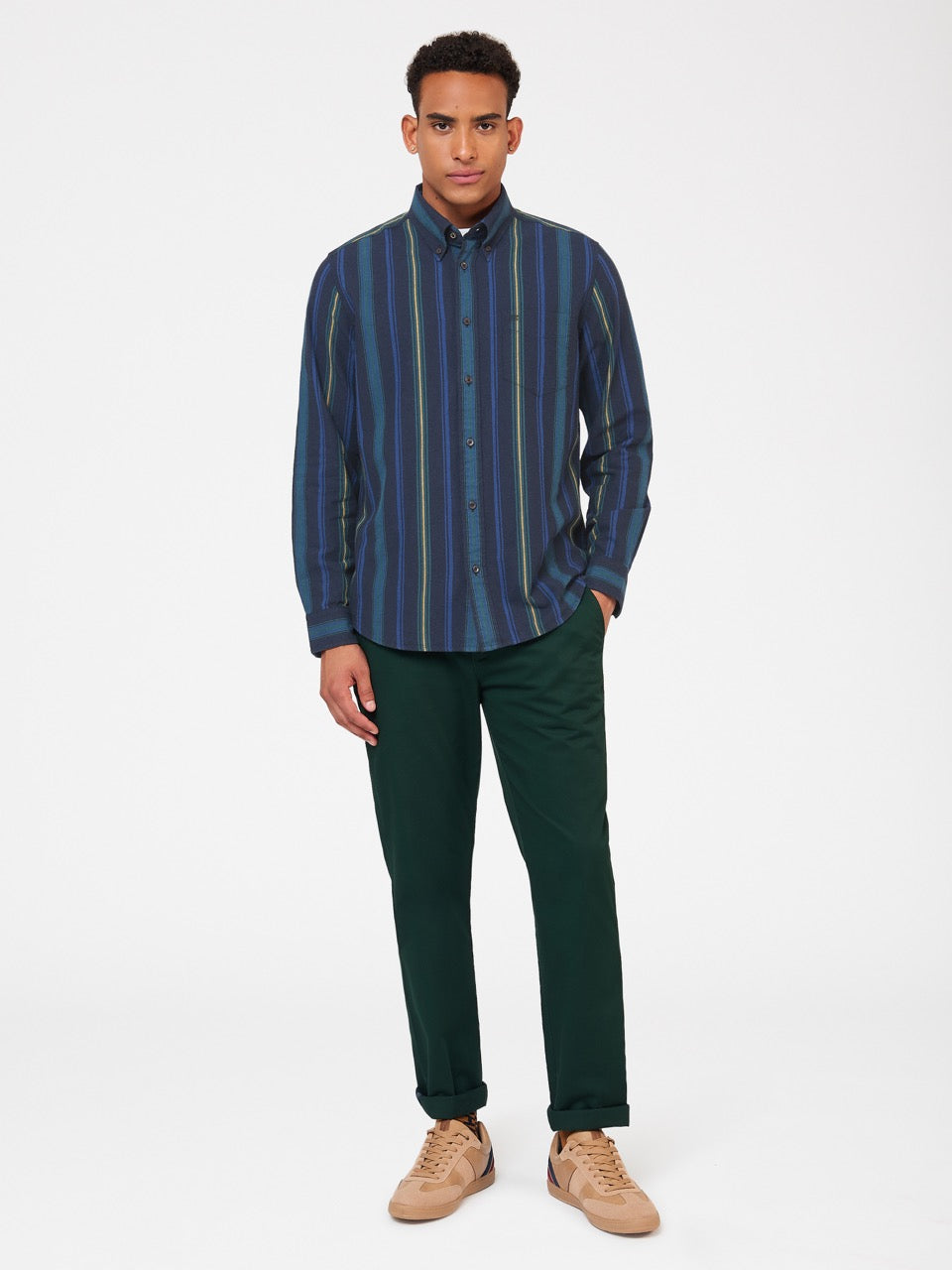 Chemises Ben Sherman Signature Striped Oxford Vert | UTC-45147815